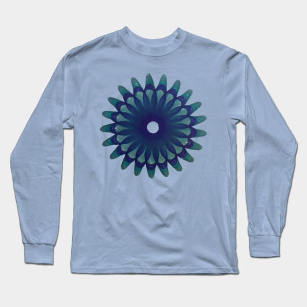 Spirograph All Blues Bloom Pattern Long Sleeve T-Shirt by Travelling_Alle